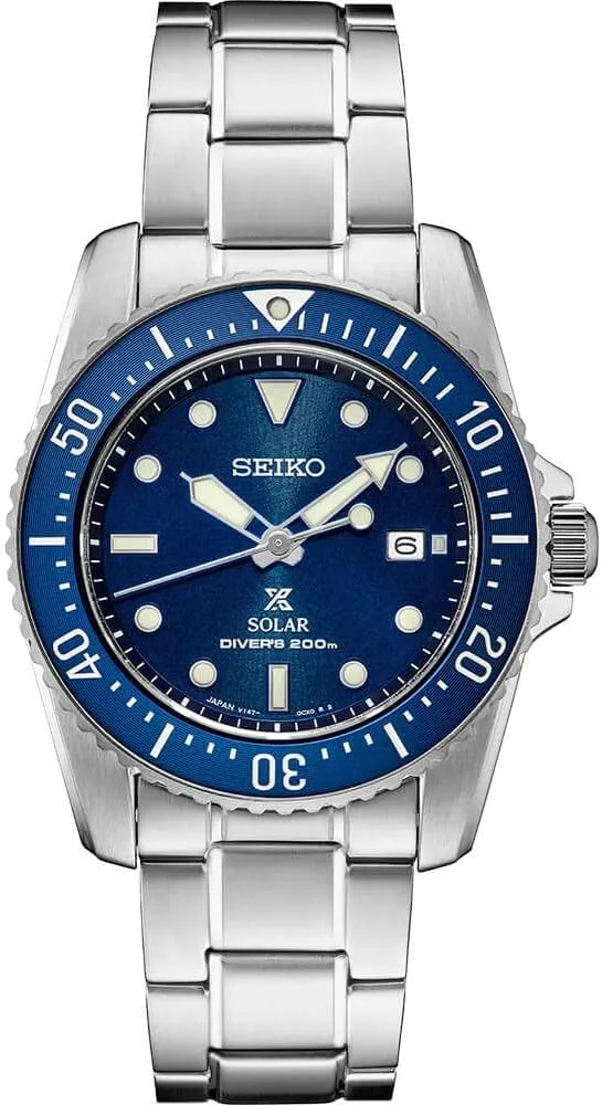 Water Resistant 200M SEIKO Solar Dive Watch for Men solar receiver decade skyrocket - Prospex Collection - LumiBrite Hands - 