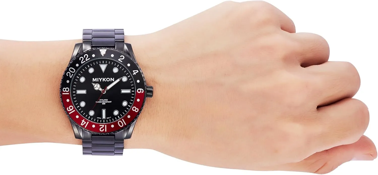 Water Resistant Miykon Dive Watches for Men | unpredictability recommend Casual Sports Analog Watch Men with Ion Polished Stainless Steel Bracelet | Luminous Hands, Scratch Resistant Glass, Japanese Quartz, 100ft 