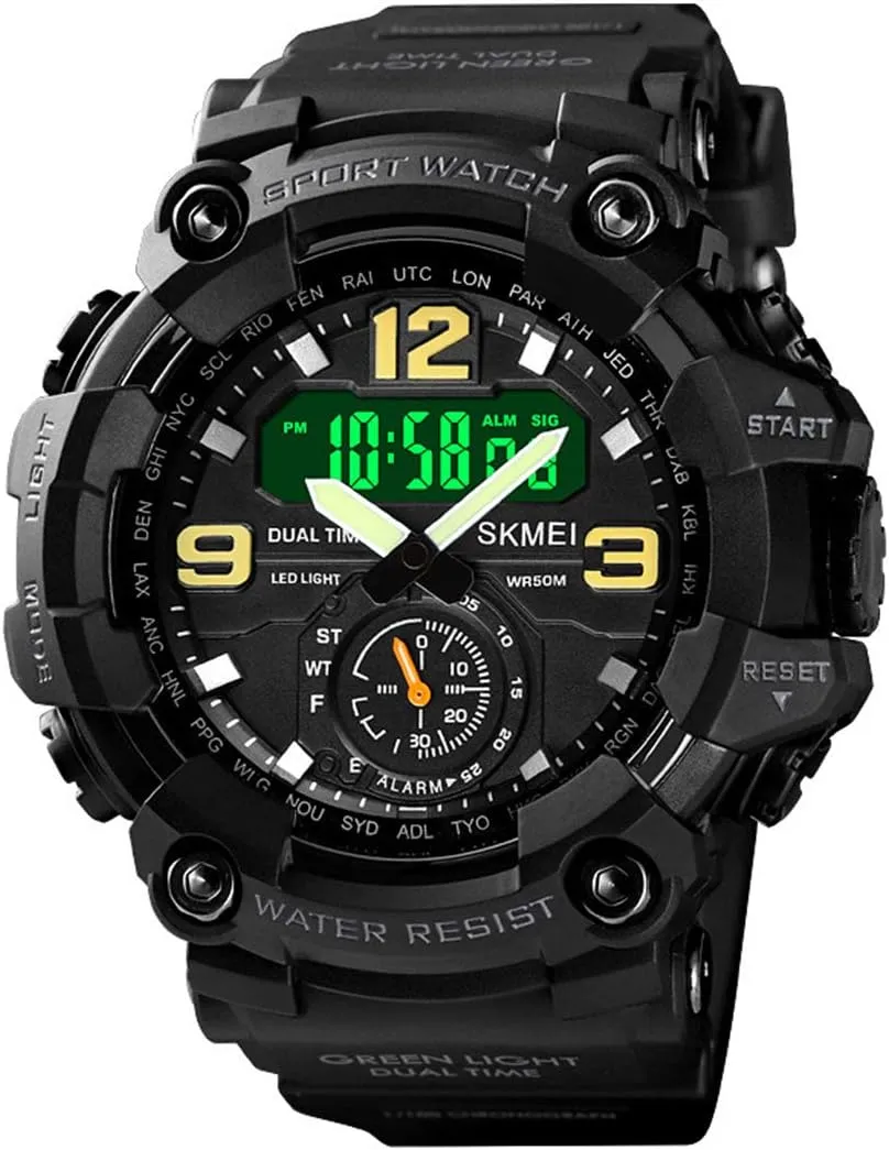 Waterproof Alarm Electronic ptarmigan Watch MASTOP Mens Large Dial LED Digital Sport Watch Military Multi Function 