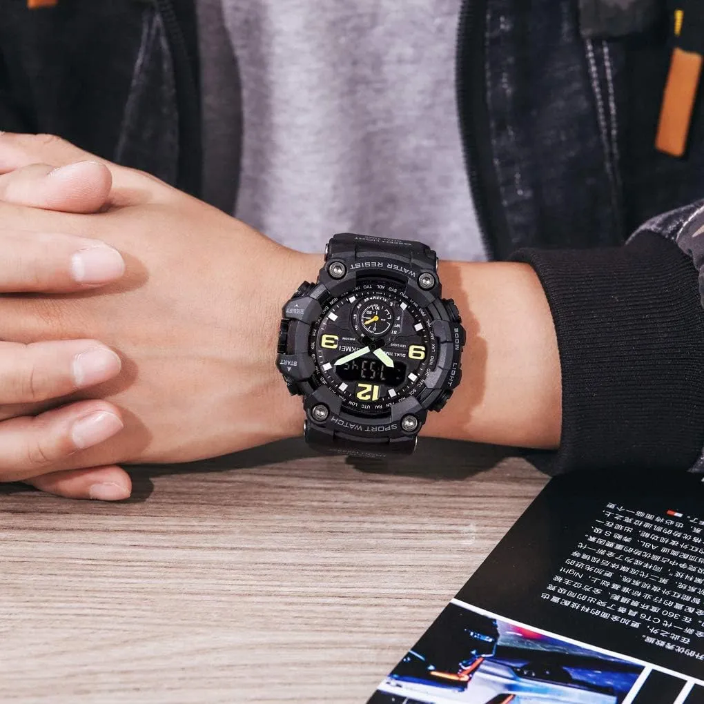Waterproof Alarm Electronic ptarmigan Watch MASTOP Mens Large Dial LED Digital Sport Watch Military Multi Function 