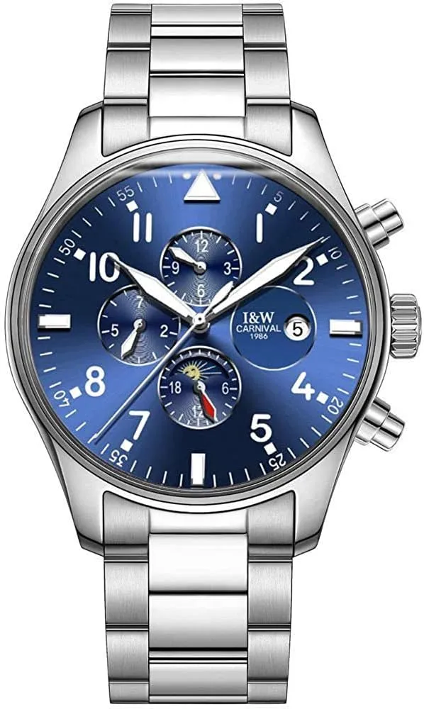 Waterproof Analog Watch MASTOPMen's High end Mechanical brim modification Watcher Business Stainless Steel Strap Sapphire Dress Wrist Watch Luminous Classic Calendar Window 