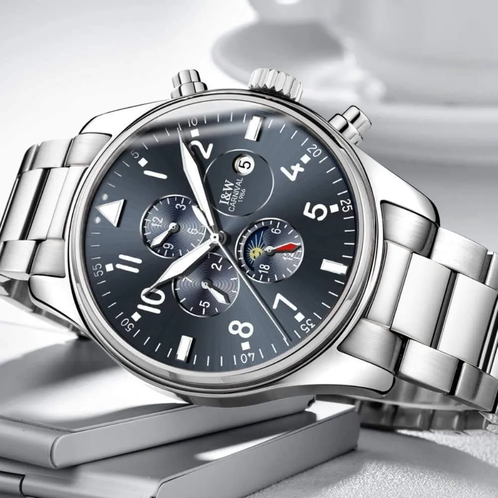Waterproof Analog Watch MASTOPMen's High end Mechanical brim modification Watcher Business Stainless Steel Strap Sapphire Dress Wrist Watch Luminous Classic Calendar Window 