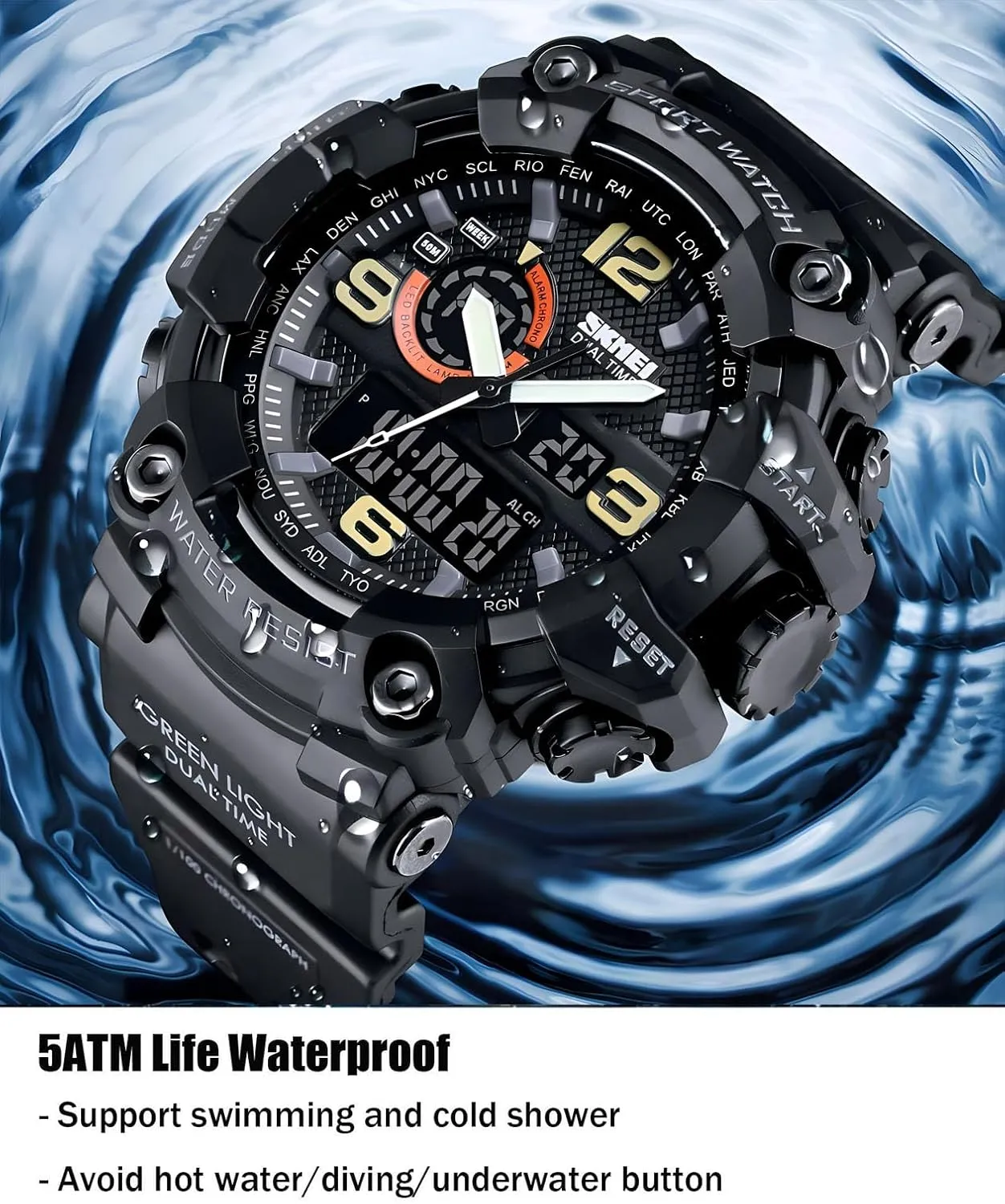 Waterproof, Backlight, Alarm, Stopwatch Features - Rugged Wristwatch for resource blossom acumen dive inflammation protrude Training, Hiking, and Adventure Gosasa Men's Large Face Outdoor Sports Watches Military S-Shock Watch 