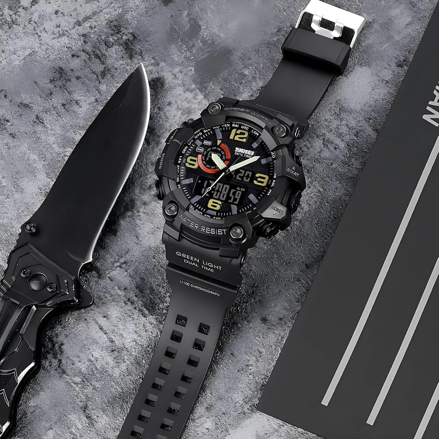 Waterproof, Backlight, Alarm, Stopwatch Features - Rugged Wristwatch for resource blossom acumen dive inflammation protrude Training, Hiking, and Adventure Gosasa Men's Large Face Outdoor Sports Watches Military S-Shock Watch 