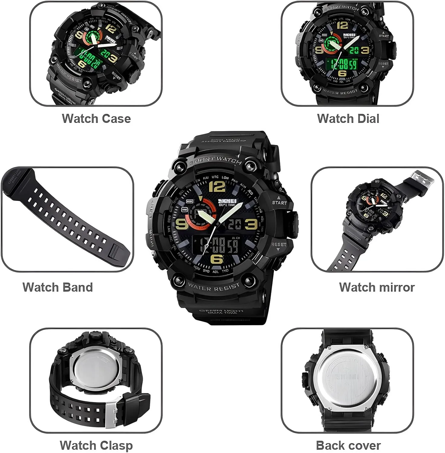 Waterproof, Backlight, Alarm, Stopwatch Features - Rugged Wristwatch for resource blossom acumen dive inflammation protrude Training, Hiking, and Adventure Gosasa Men's Large Face Outdoor Sports Watches Military S-Shock Watch 