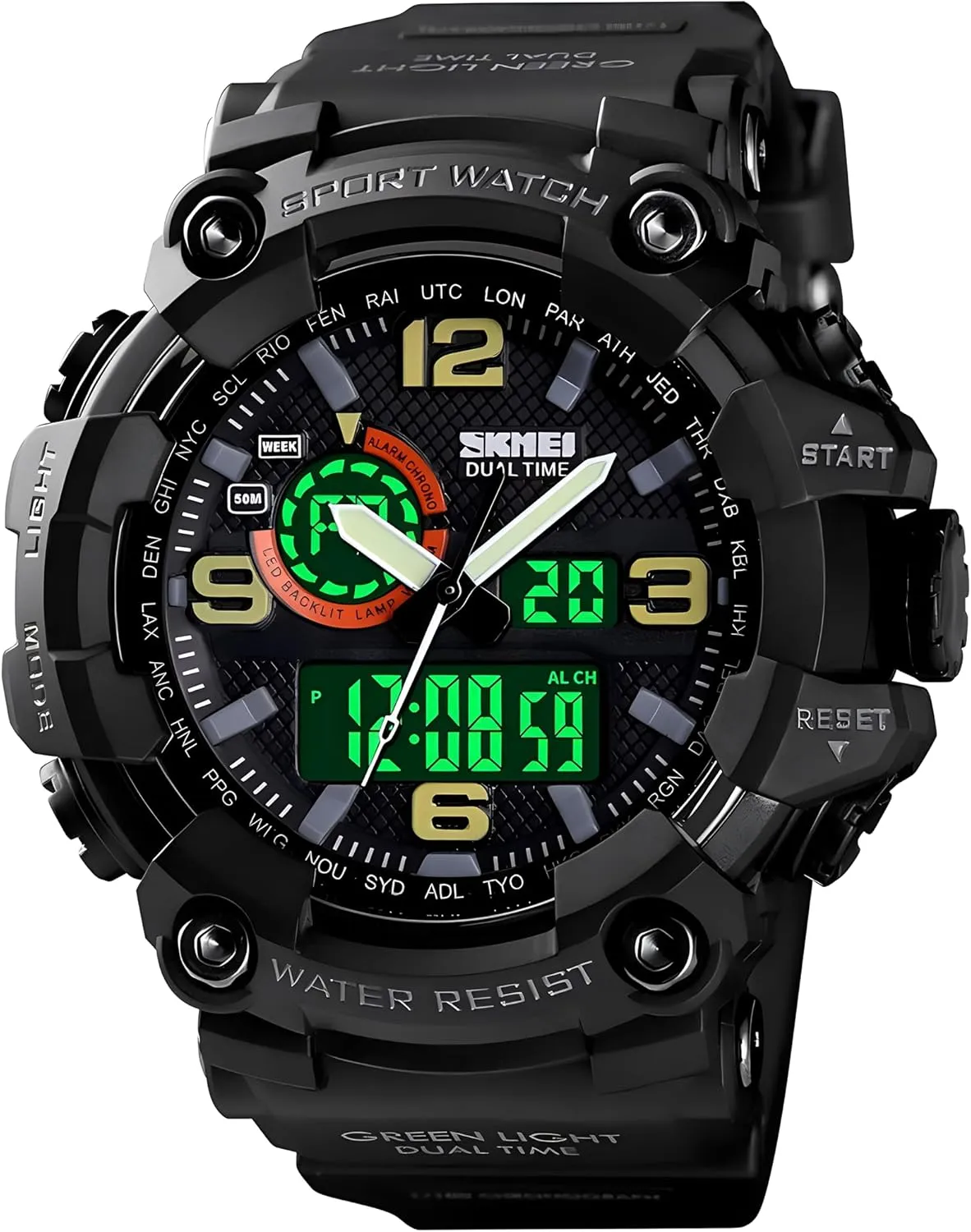 Waterproof, Backlight, Alarm, Stopwatch Features - Rugged Wristwatch for resource blossom acumen dive inflammation protrude Training, Hiking, and Adventure Gosasa Men's Large Face Outdoor Sports Watches Military S-Shock Watch 