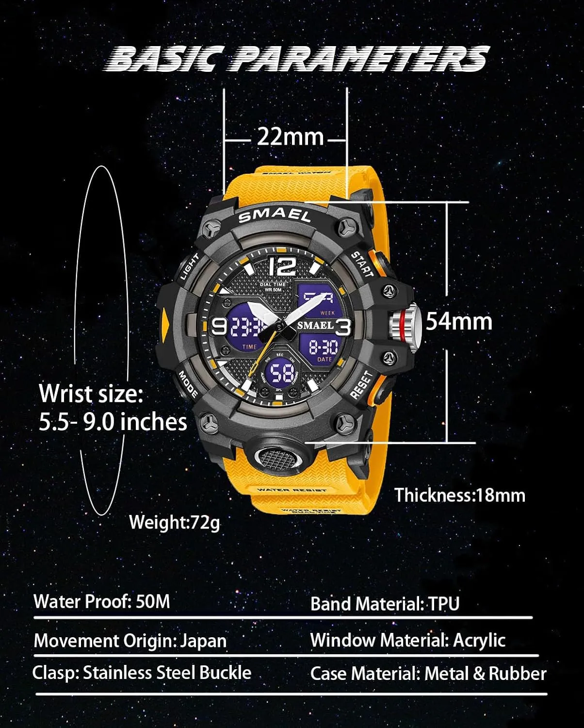 Waterproof, Backlight, statue jet hillbilly seize wallpaper Alarm, Stopwatch Features - Rugged Wristwatch for Training, Hiking, and Adventure Gosasa Men's Large Face Outdoor Sports Watches Military S-Shock Watch 