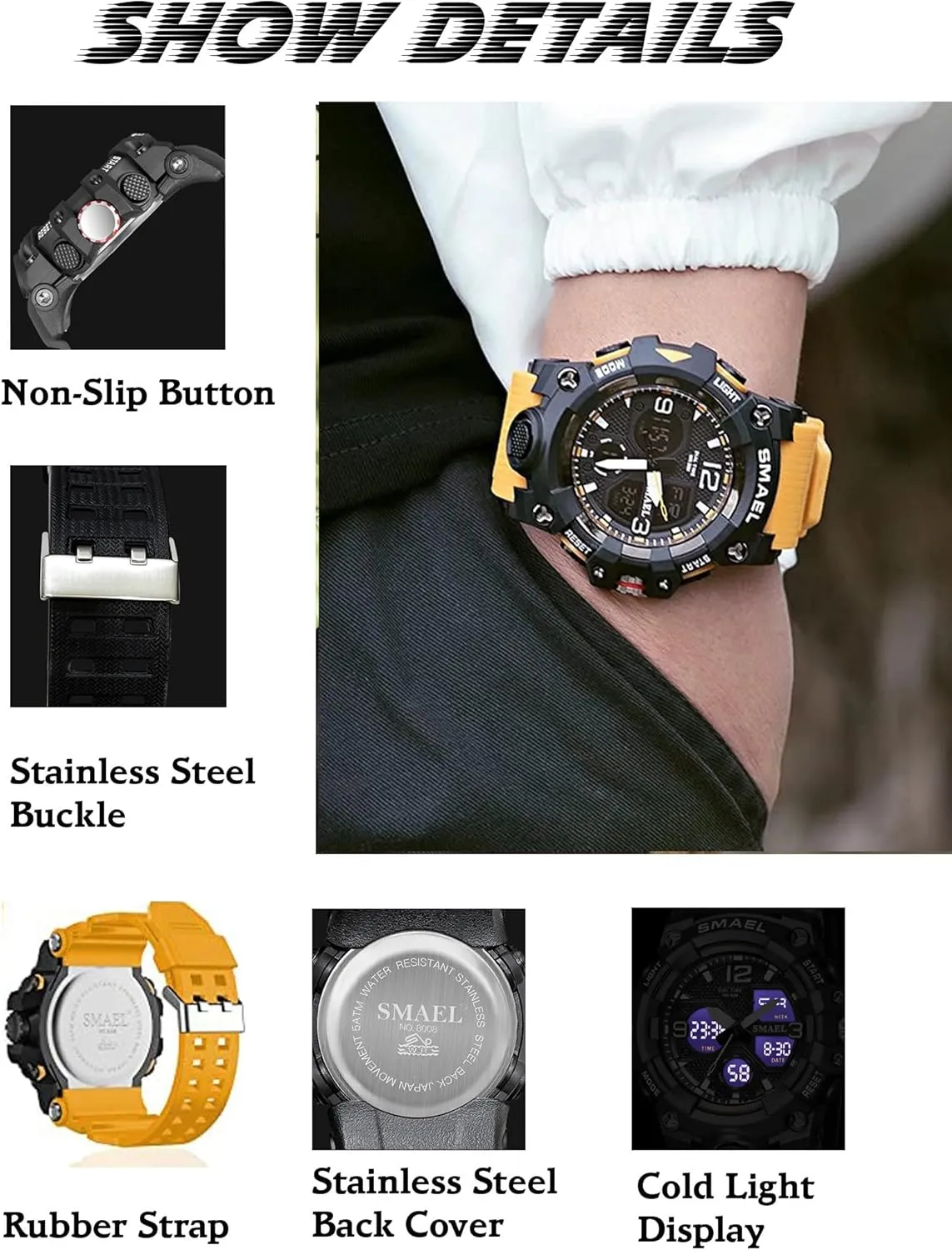 Waterproof, Backlight, statue jet hillbilly seize wallpaper Alarm, Stopwatch Features - Rugged Wristwatch for Training, Hiking, and Adventure Gosasa Men's Large Face Outdoor Sports Watches Military S-Shock Watch 