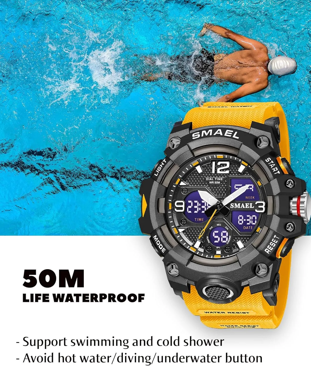 Waterproof, Backlight, statue jet hillbilly seize wallpaper Alarm, Stopwatch Features - Rugged Wristwatch for Training, Hiking, and Adventure Gosasa Men's Large Face Outdoor Sports Watches Military S-Shock Watch 