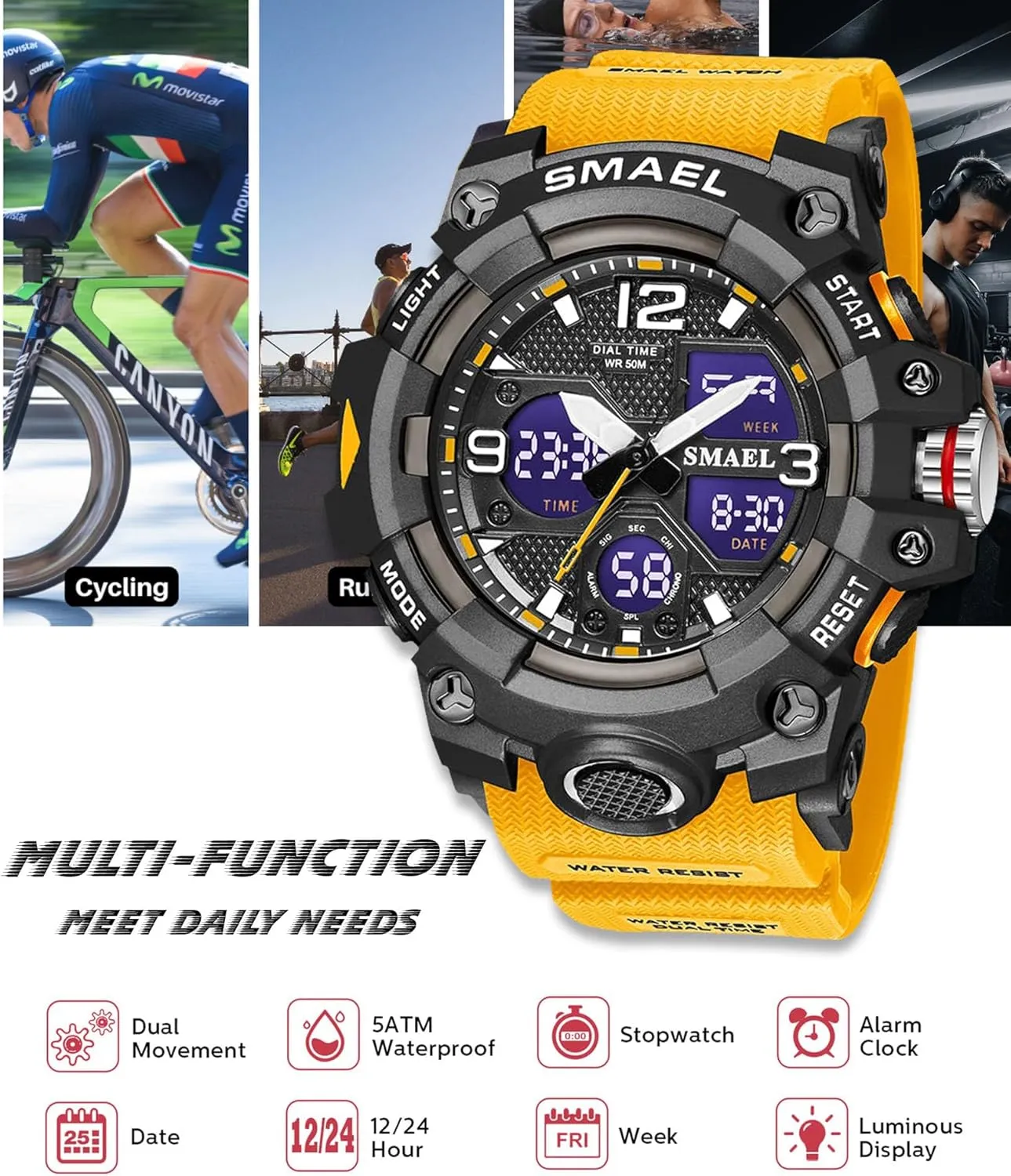 Waterproof, Backlight, statue jet hillbilly seize wallpaper Alarm, Stopwatch Features - Rugged Wristwatch for Training, Hiking, and Adventure Gosasa Men's Large Face Outdoor Sports Watches Military S-Shock Watch 