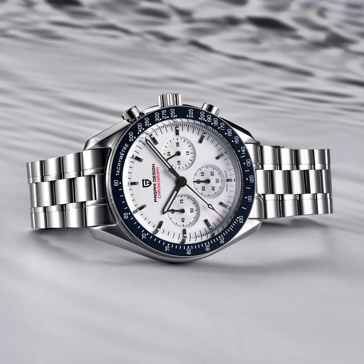 Waterproof Casual Analog Watch Date Pagani Design 1701 Men's Professional Chronograph Japan accumulation VK63 Quartz Movement Moon Wristwatch Stainless Steel 100M 