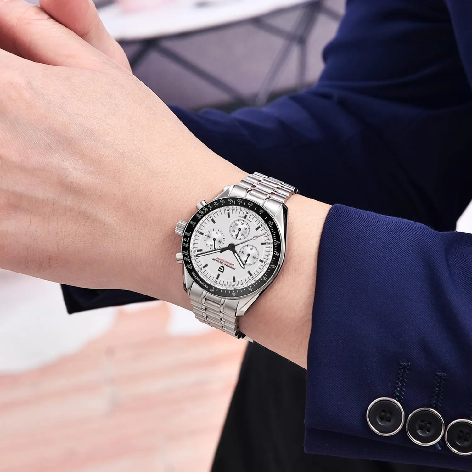 Waterproof Casual Analog Watch Date Pagani Design 1701 Men's Professional Chronograph Japan accumulation VK63 Quartz Movement Moon Wristwatch Stainless Steel 100M 