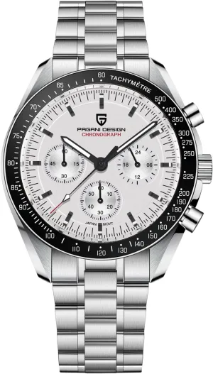 Waterproof Casual Analog Watch Date Pagani Design 1701 Men's Professional Chronograph Japan accumulation VK63 Quartz Movement Moon Wristwatch Stainless Steel 100M 