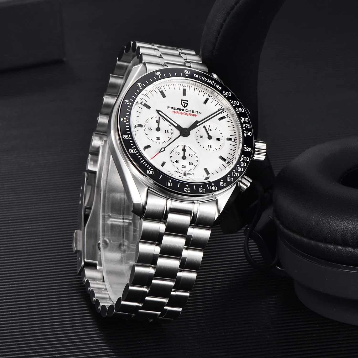 Waterproof Casual Analog Watch Date Pagani Design 1701 Men's Professional Chronograph Japan accumulation VK63 Quartz Movement Moon Wristwatch Stainless Steel 100M 