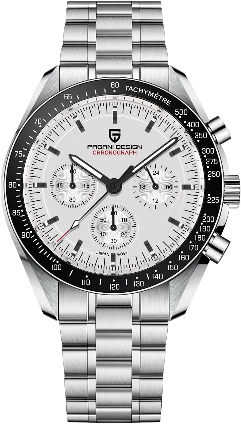 Waterproof Casual Analog Watch Date Pagani Design 1701 Men's Professional Chronograph Japan accumulation VK63 Quartz Movement Moon Wristwatch Stainless Steel 100M 