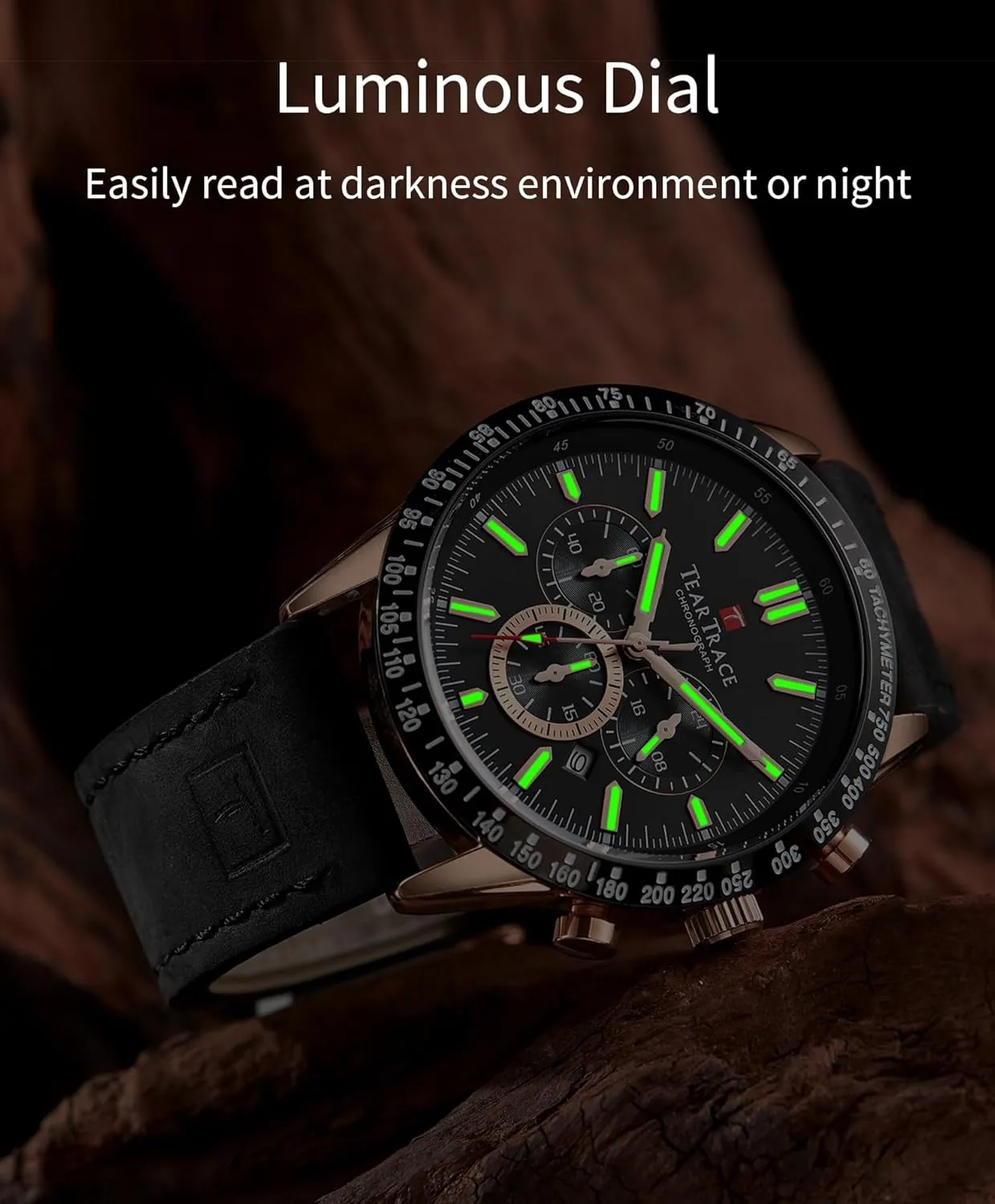 Waterproof Chronograph Wrist Watch Sport Work Classical Fashion Watches for Men with annotation spoonful Rome Leather Strap Mens Watches Analog Quartz Movement Big Face 