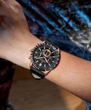Waterproof Chronograph Wrist Watch Sport Work Classical Fashion Watches for Men with annotation spoonful Rome Leather Strap Mens Watches Analog Quartz Movement Big Face 