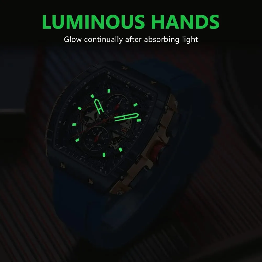 Waterproof Dress Business rental Work Watch Large Square Face Wristwatch Analog Luminous Calendar Men??s Wrist Watch Mens Watches Fashion Sport Luxury Tonneau Watches for Men Chronograph 