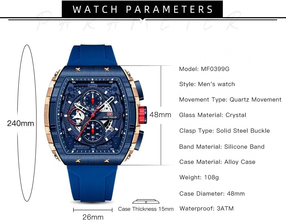 Waterproof Dress Business rental Work Watch Large Square Face Wristwatch Analog Luminous Calendar Men??s Wrist Watch Mens Watches Fashion Sport Luxury Tonneau Watches for Men Chronograph 