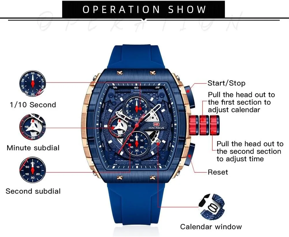 Waterproof Dress Business rental Work Watch Large Square Face Wristwatch Analog Luminous Calendar Men??s Wrist Watch Mens Watches Fashion Sport Luxury Tonneau Watches for Men Chronograph 