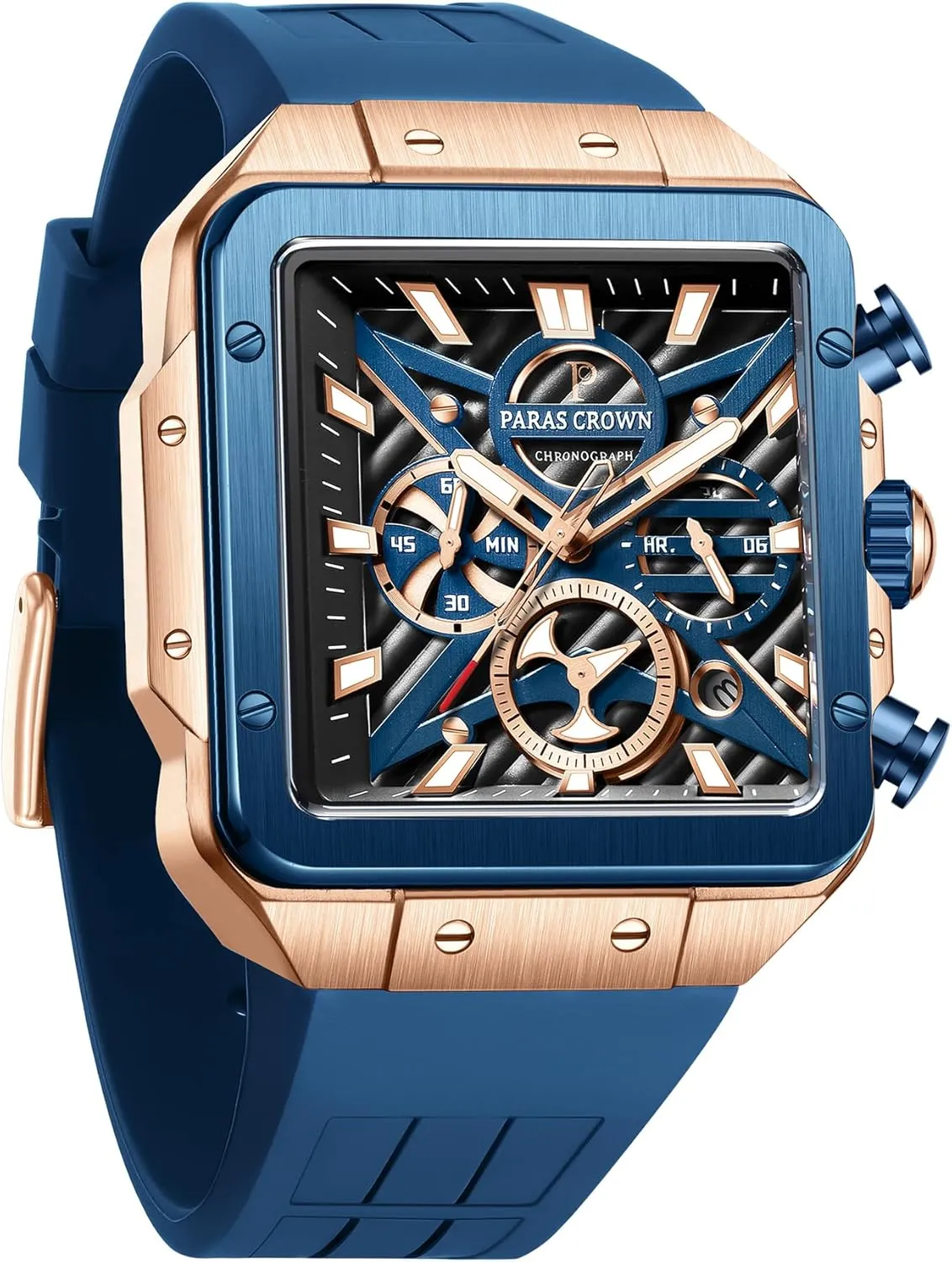 Waterproof for Quartz Watch for Men Mens Watches Ultra-Thin Square Stainless Steel case Silicone Strap with Analog Quartz for Chronograph Luminous galaxy podium outsider elegant Calendar 