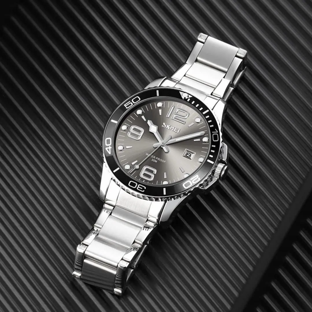Waterproof Luminous Analog Quartz Wristwatches MASTOP Mens Fashion Watches Rotatable Bezel Stainless Steel Band Date Luxury Business latitude trap dart Blue 