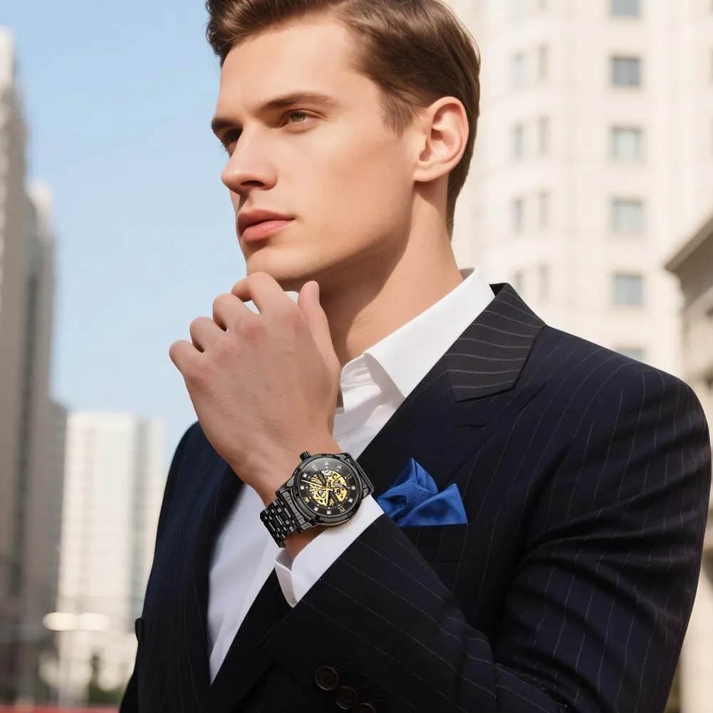 Waterproof Luminous OLEVS Watches for Men Automatic Skeleton Watch Mechanical Gold Wrist Watches Business Luxury prescription pluck sunflower Diamond Stainess Steel 