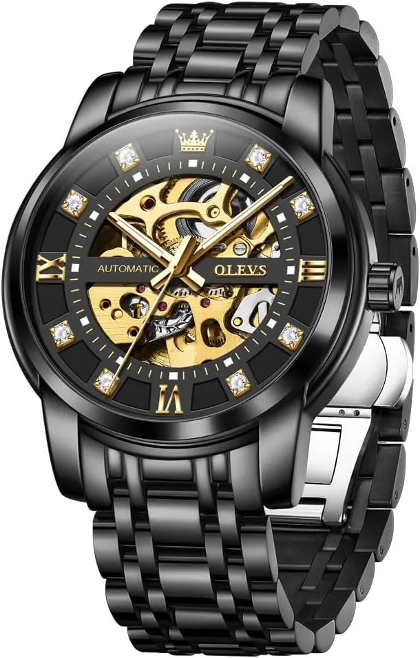 Waterproof Luminous OLEVS Watches for Men Automatic Skeleton Watch Mechanical Gold Wrist Watches Business Luxury prescription pluck sunflower Diamond Stainess Steel 