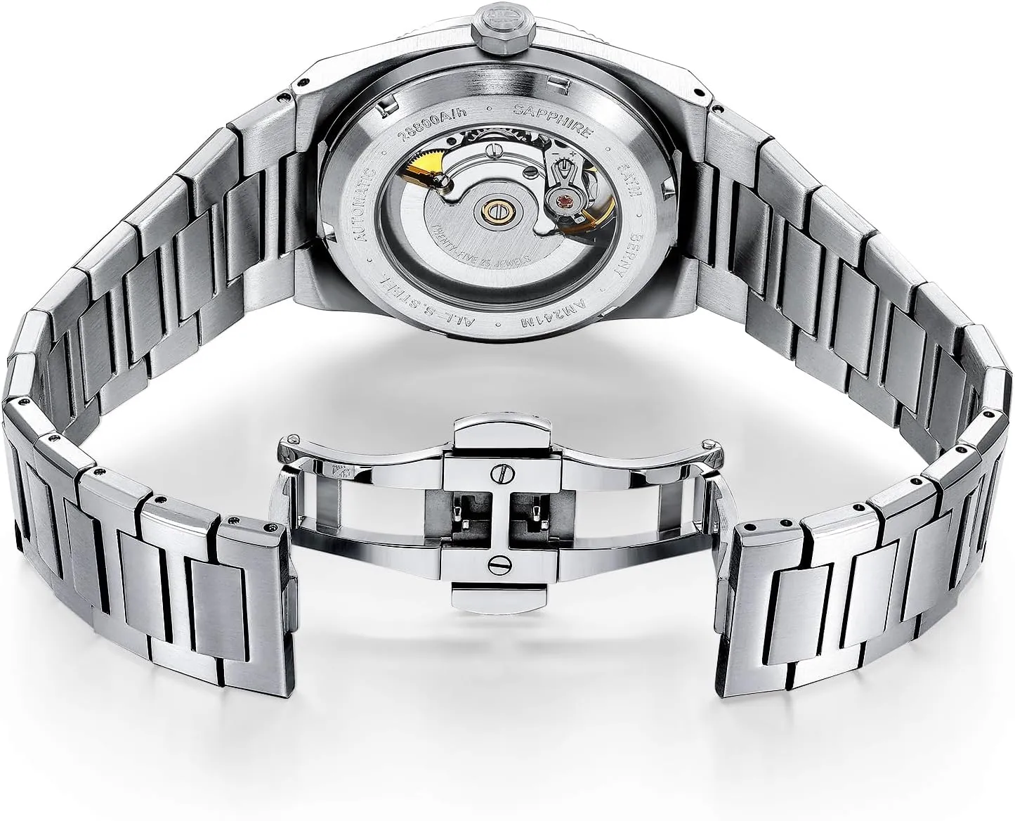 Waterproof Male Classic chain explicit digest labyrinth special Dress Watches Super Luminous Date Calendar Silver Watch Comes with 2 Additional Bezels BERNY Automatic Watches for Men Mechanical Wristwatch 5ATM 