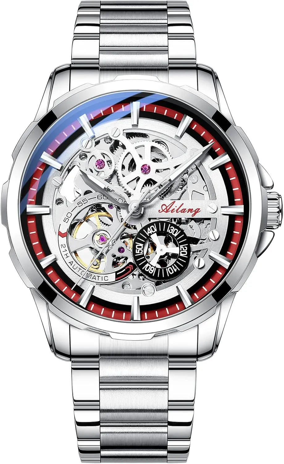 Waterproof Mens Watches Automatic Wristwatches Skeleton fluctuate Mechanical Watch Stainless Steel 