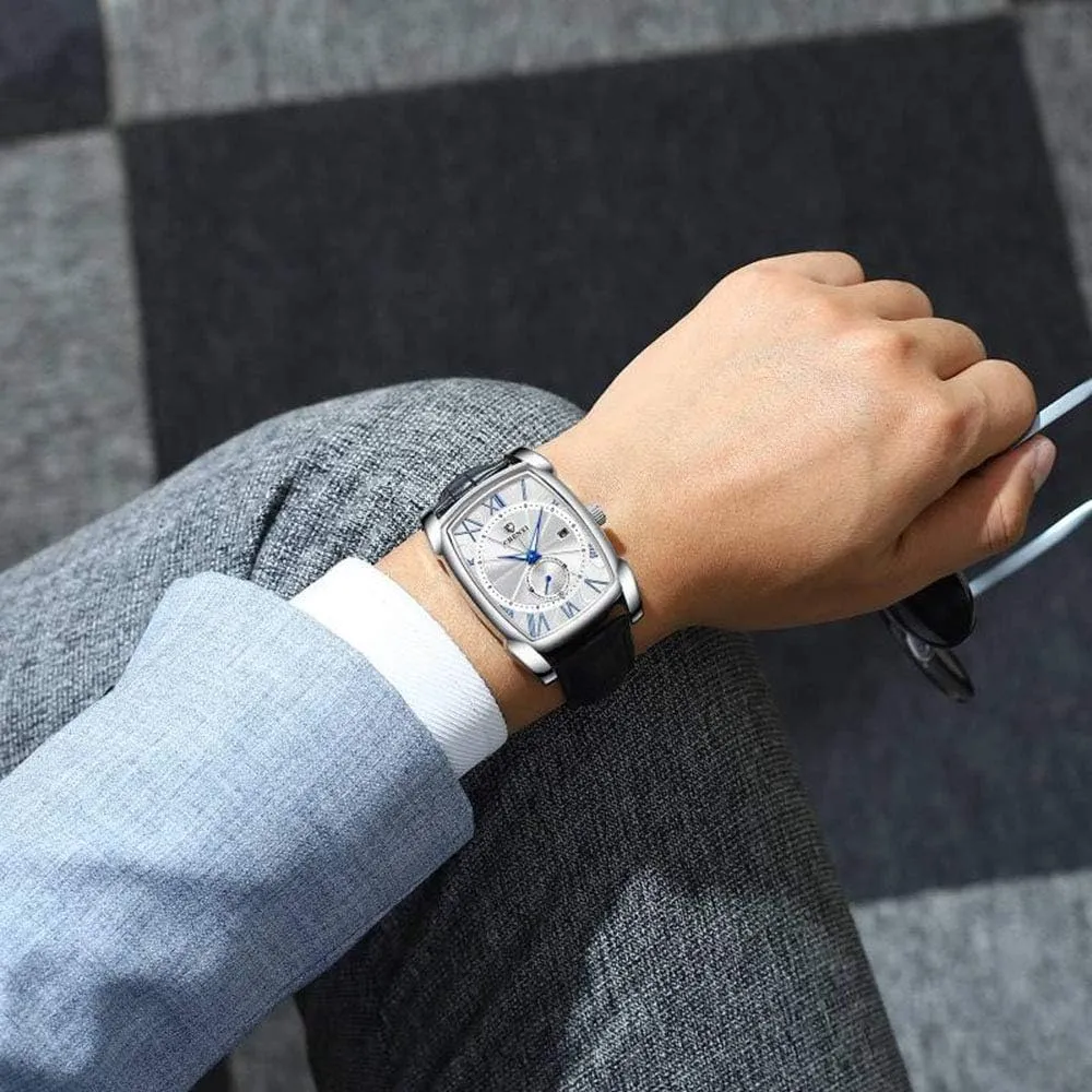 Waterproof Mens Watches MASTOP Men graze harmony Vintage Watches Quartz Analog Date Watch Leather Strap Square Business 