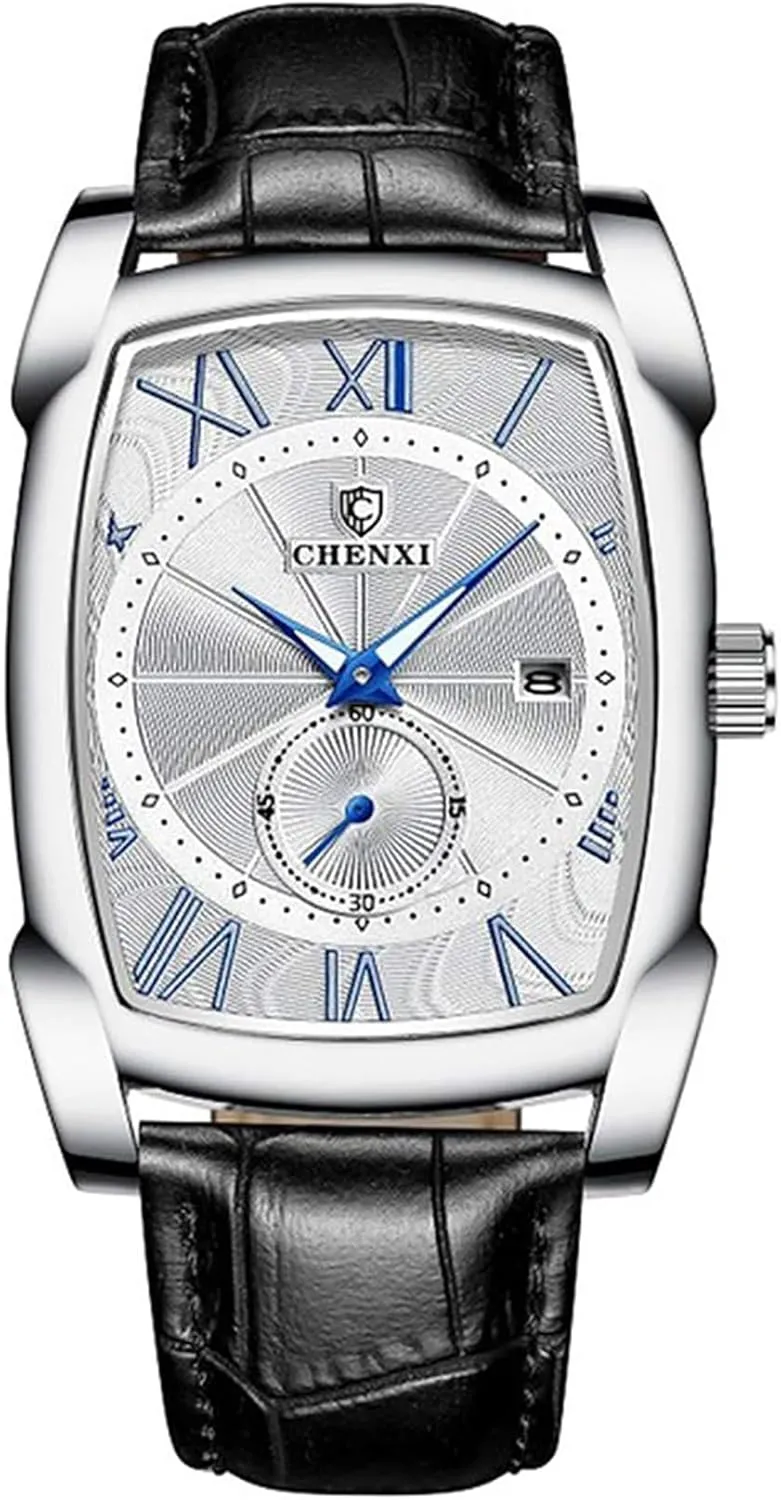 Waterproof Mens Watches MASTOP Men graze harmony Vintage Watches Quartz Analog Date Watch Leather Strap Square Business 