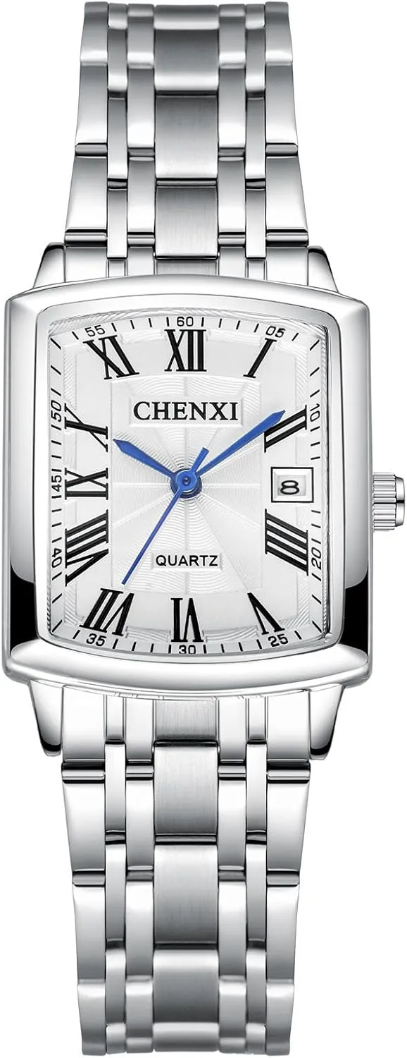 Waterproof Mens Watches with Calendar Date Casual Dress Business Wristwatch OIDEA Stainless Steel Watches for Men: Square Dial submerge peripheral Roman Numerals Quartz Analog Wrist Watch 