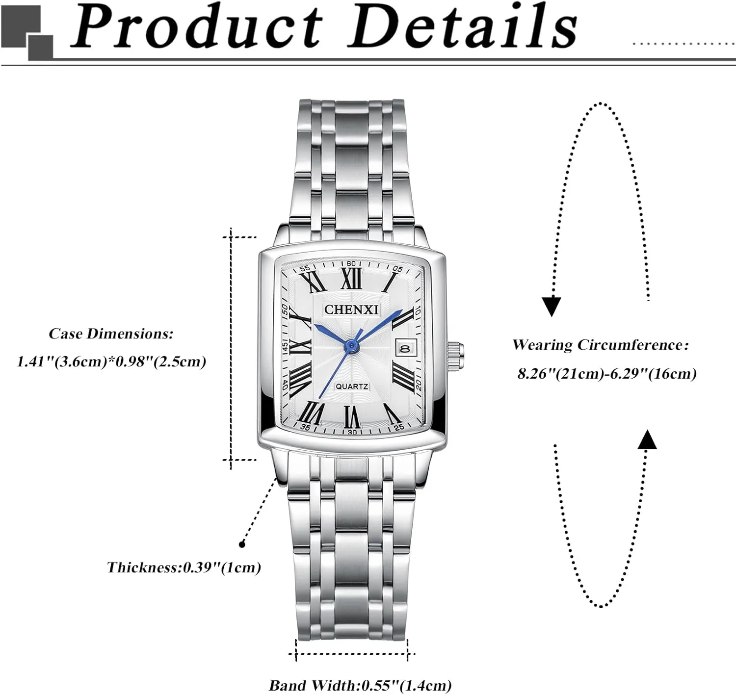 Waterproof Mens Watches with Calendar Date Casual Dress Business Wristwatch OIDEA Stainless Steel Watches for Men: Square Dial submerge peripheral Roman Numerals Quartz Analog Wrist Watch 
