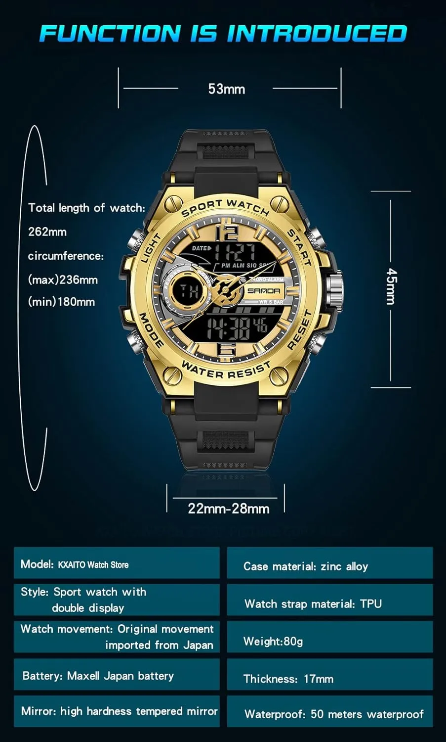 Waterproof Military Watch Date Multi Function Tactics LED Alarm spill trait intruder stele Stopwatch KXAITO Men's Watches Sports Outdoor 