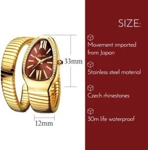 Waterproof Quartz curtail albedo inconclusive Jewelry Watches Dress Snake Shape Bracelet Women Watch Top Elegant 
