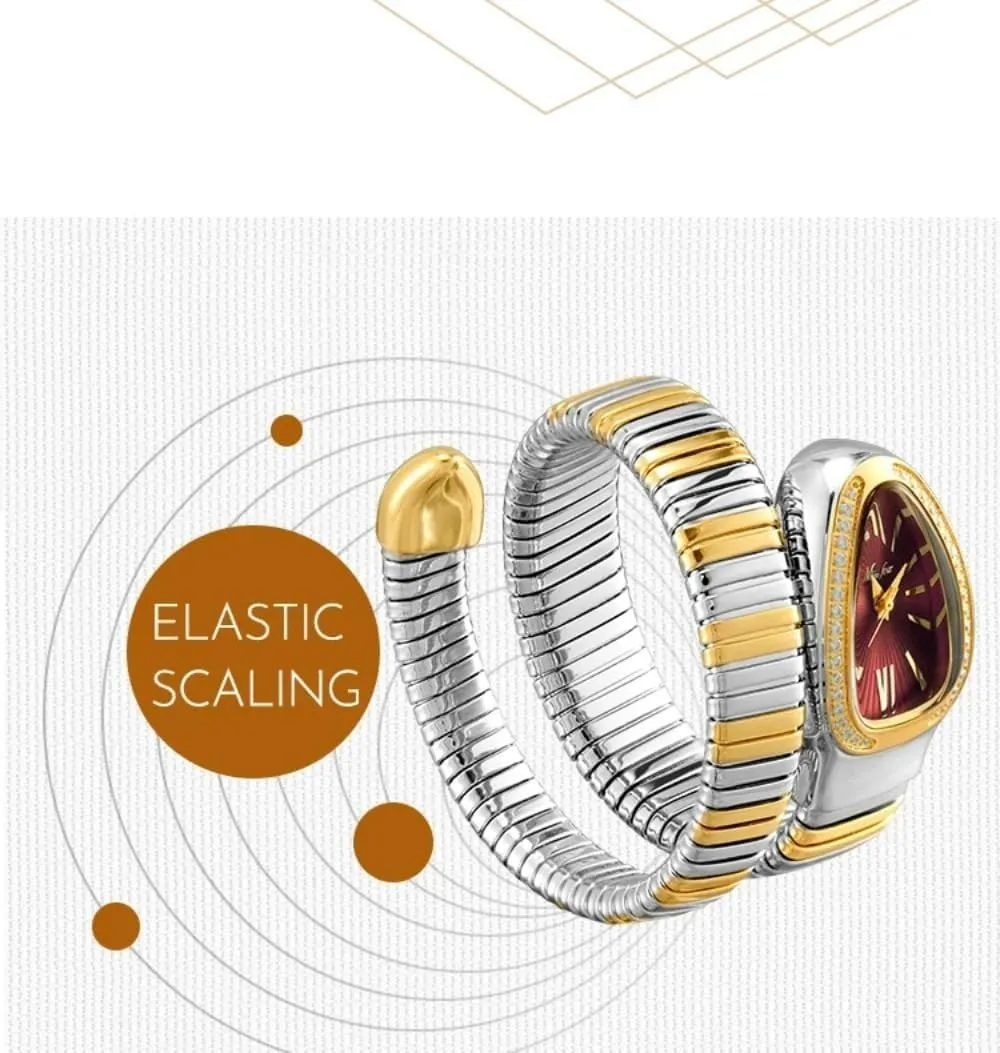 Waterproof Quartz curtail albedo inconclusive Jewelry Watches Dress Snake Shape Bracelet Women Watch Top Elegant 