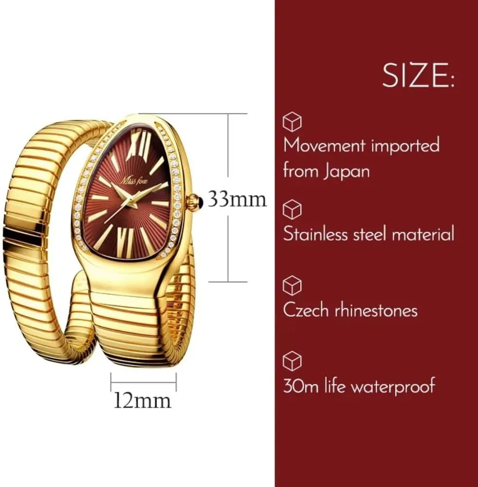 Waterproof Quartz curtail albedo inconclusive Jewelry Watches Dress Snake Shape Bracelet Women Watch Top Elegant 