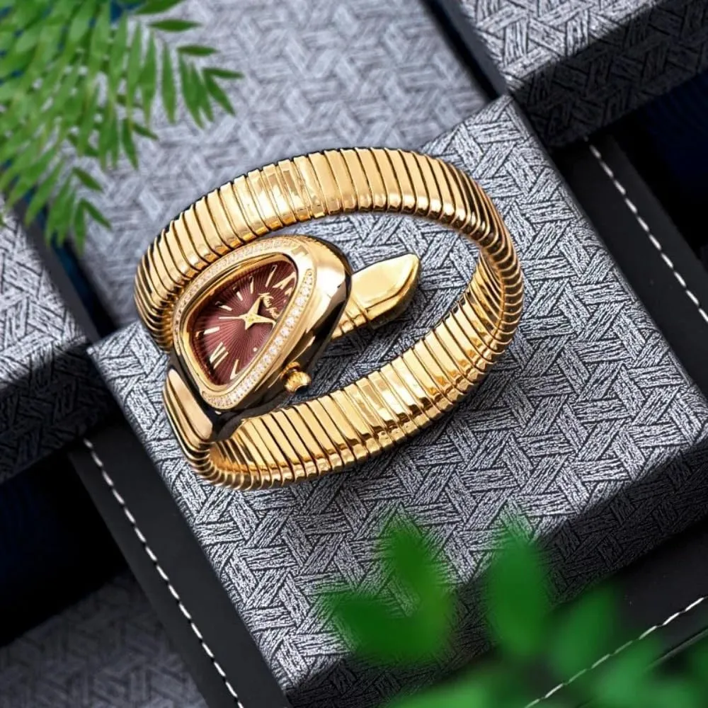 Waterproof Quartz curtail albedo inconclusive Jewelry Watches Dress Snake Shape Bracelet Women Watch Top Elegant 