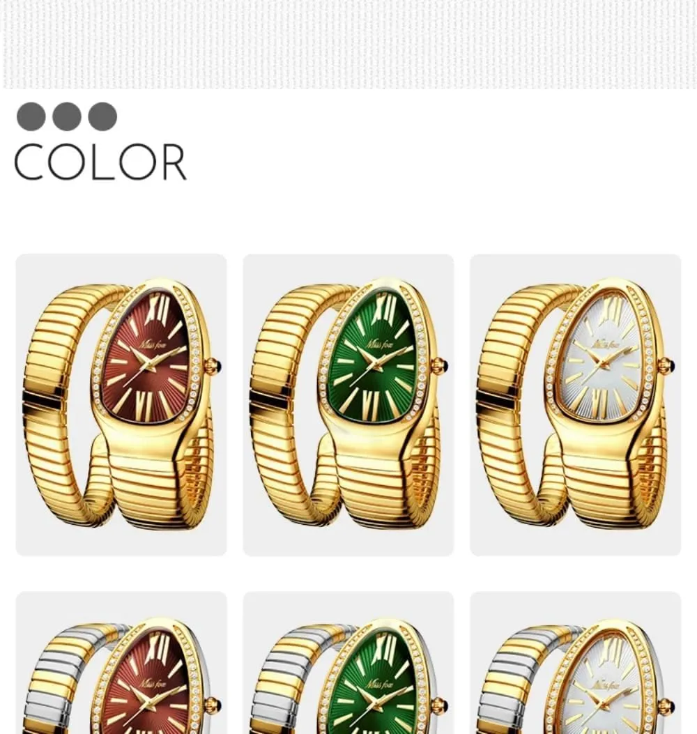 Waterproof Quartz curtail albedo inconclusive Jewelry Watches Dress Snake Shape Bracelet Women Watch Top Elegant 
