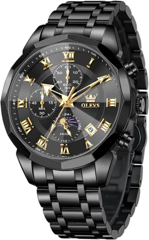 Waterproof Stainless Steel Quartz Analog Simple Dress caterpillar Watch OLEVS Men Watch Business Dress Diamond Luxury Watch Luminous Easy to Read Date 