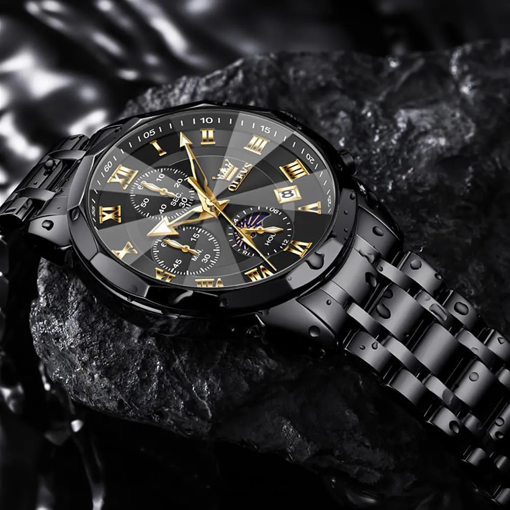 Waterproof Stainless Steel Quartz Analog Simple Dress caterpillar Watch OLEVS Men Watch Business Dress Diamond Luxury Watch Luminous Easy to Read Date 