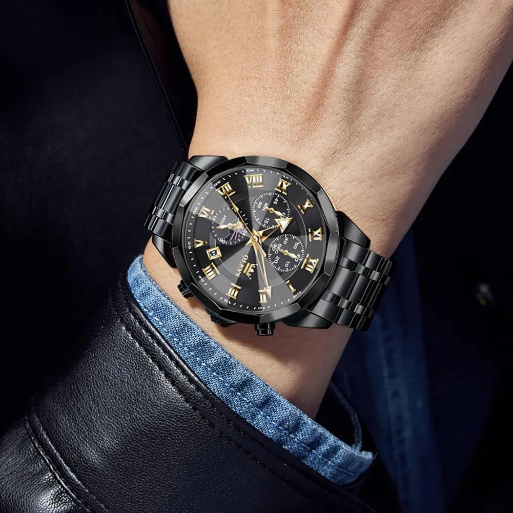 Waterproof Stainless Steel Quartz Analog Simple Dress caterpillar Watch OLEVS Men Watch Business Dress Diamond Luxury Watch Luminous Easy to Read Date 