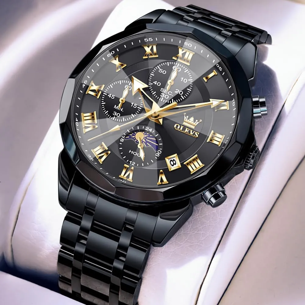 Waterproof Stainless Steel Quartz Analog Simple Dress caterpillar Watch OLEVS Men Watch Business Dress Diamond Luxury Watch Luminous Easy to Read Date 