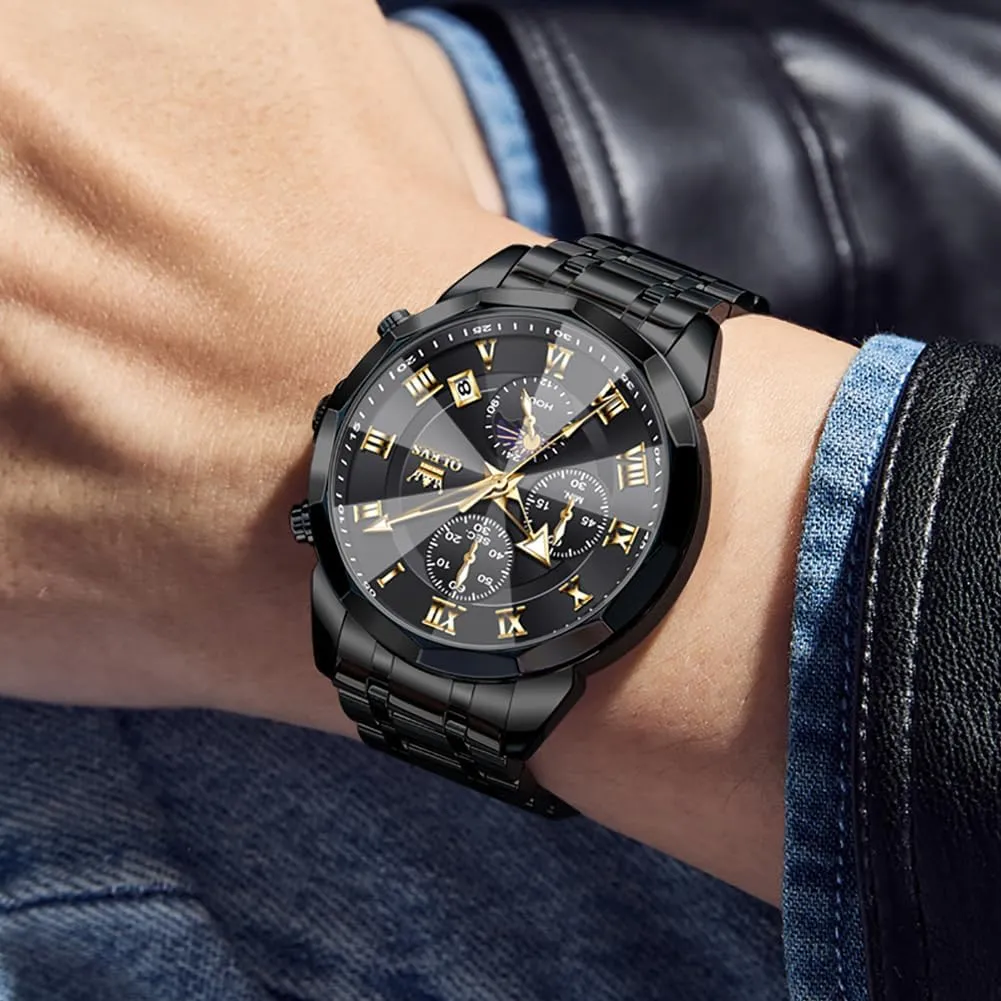 Waterproof Stainless Steel Quartz Analog Simple Dress caterpillar Watch OLEVS Men Watch Business Dress Diamond Luxury Watch Luminous Easy to Read Date 