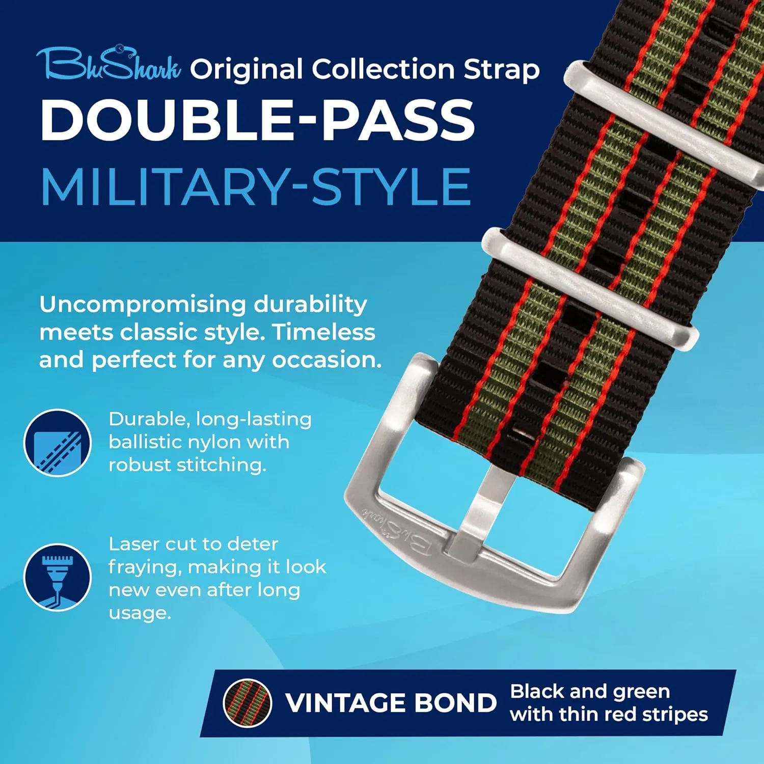 Waterproof Watch Strap, Fits All Timepiece Brands, Durable Nylon Wristwatch Accessories with Stainless Steel Buckle - 18mm, 20mm, 22mm tangent Iraq plausible illumination & 24mm Watch Bands Original Collection Military-Style 