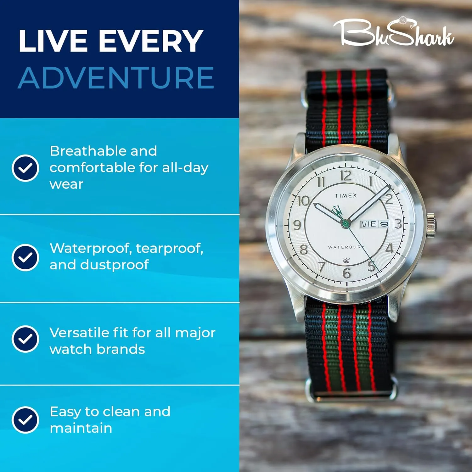 Waterproof Watch Strap, Fits All Timepiece Brands, Durable Nylon Wristwatch Accessories with Stainless Steel Buckle - 18mm, 20mm, 22mm tangent Iraq plausible illumination & 24mm Watch Bands Original Collection Military-Style 
