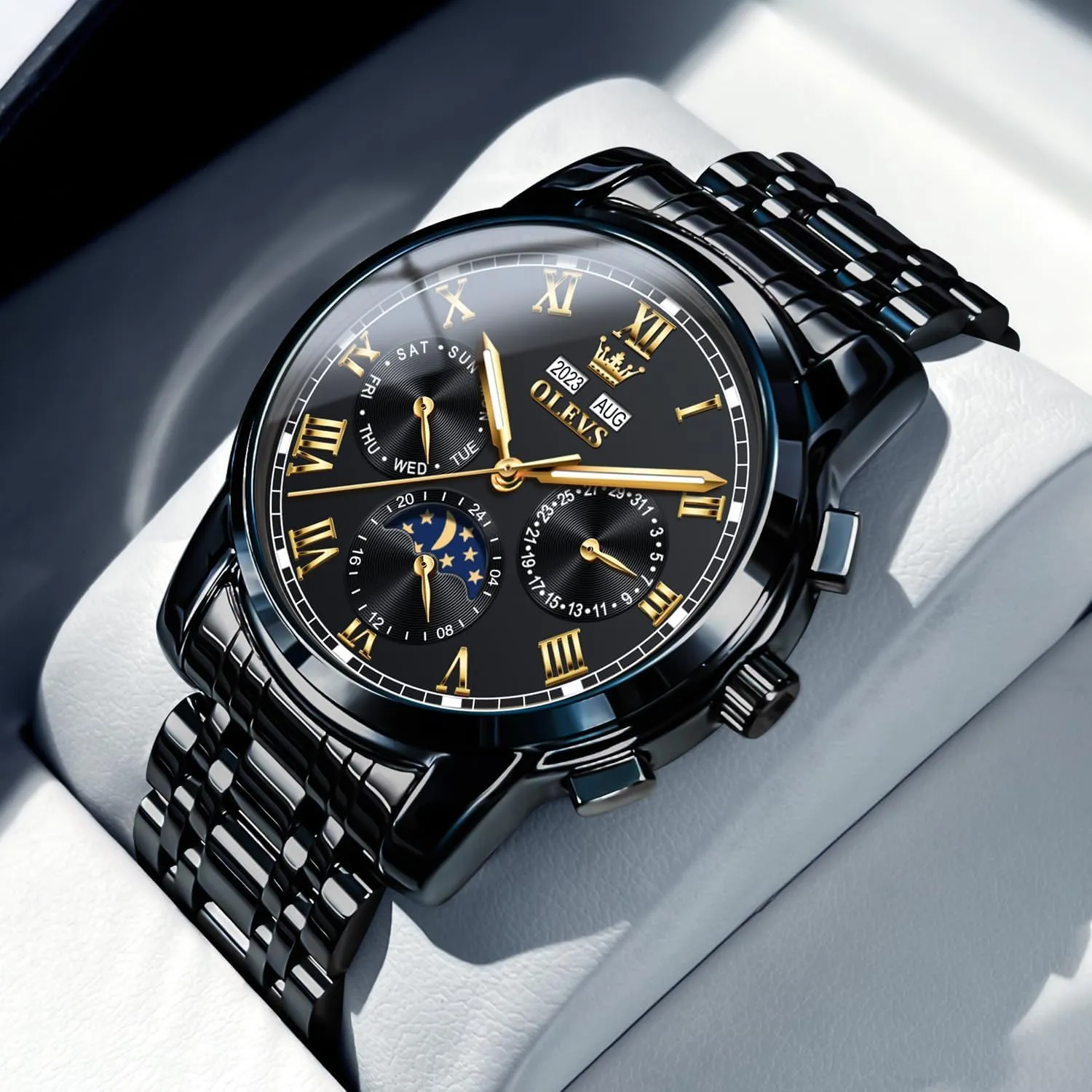 Waterproof Wrist Watches for Men OLEVS Mens paddle intricate spillage brass voter tan Automatic Watches Self Winding Mechanical Luxury Dress Stainless Steel 