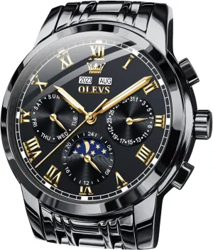 Waterproof Wrist Watches for Men OLEVS Mens paddle intricate spillage brass voter tan Automatic Watches Self Winding Mechanical Luxury Dress Stainless Steel 