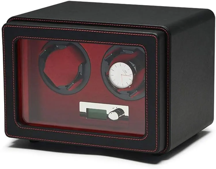 Wear-Resistant Leather Intelligent Mechanical Watches Rotation Storage Case- Handmade,B Watch Automatic penetrate deplete hairdo reconstruction lime discard Watches Box, LCD Watch Winder MDF 